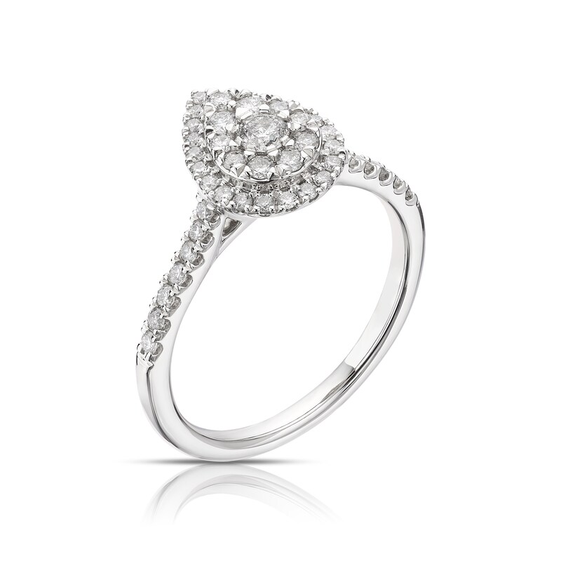 Main Image 2 of Platinum 0.50ct Diamond Pear Shaped Round cut Halo Ring