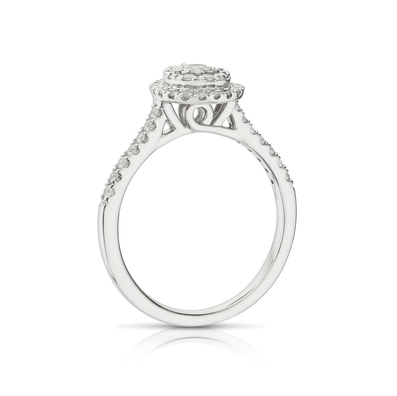 Main Image 3 of Platinum 0.50ct Diamond Pear Shaped Round cut Halo Ring