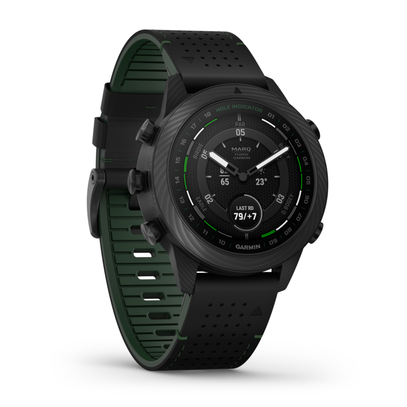 Main Image 3 of Garmin Marq Golfer (Gen 2) Black Leather & Rubber Carbon Edition Smartwatch