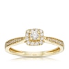 9ct Yellow Gold 0.25ct Total Diamond Cushion Shaped Halo Ring