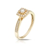 Thumbnail Image 2 of 9ct Yellow Gold 0.33ct Total Diamond Round Cut Cushion Shaped Halo Ring