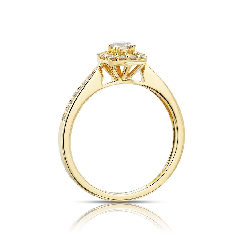 Main Image 3 of 9ct Yellow Gold 0.33ct Total Diamond Round Cut Cushion Shaped Halo Ring