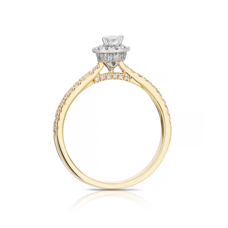 18ct Yellow Gold & Platinum 0.50ct Total Diamond Pear Cut Halo Ring