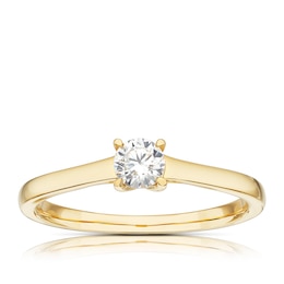 Engagement Ring 18ct Yellow Gold 0.25ct Diamond Round Solitaire Ring
