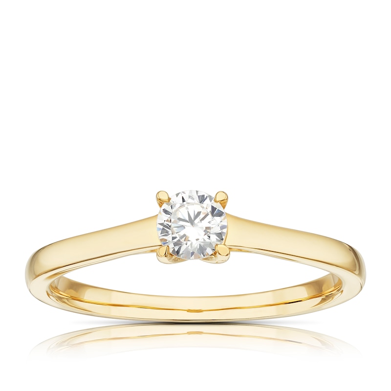 Main Image 1 of Engagement Ring 18ct Yellow Gold 0.25ct Diamond Round Solitaire Ring