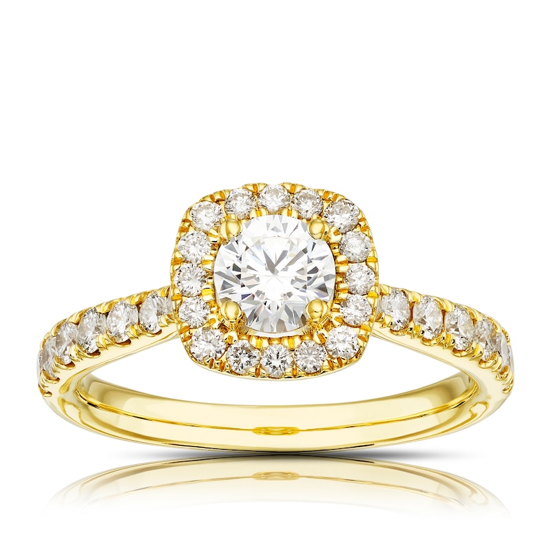 Origin 18ct Yellow Gold 1ct Total Diamond Round Cut Halo Ring