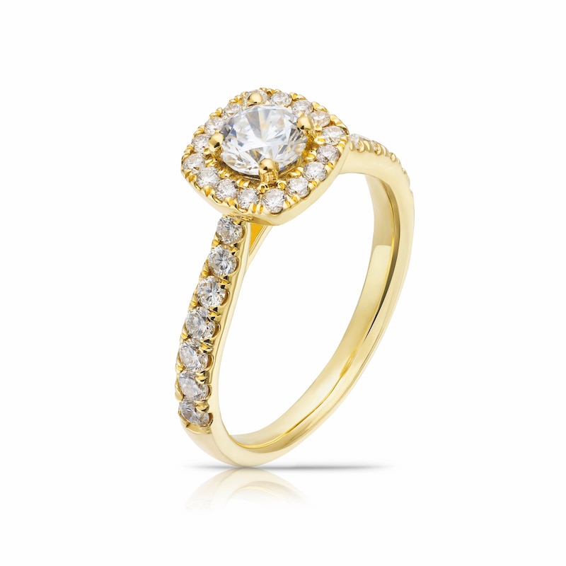 Origin 18ct Yellow Gold 1ct Total Diamond Round Cut Halo Ring