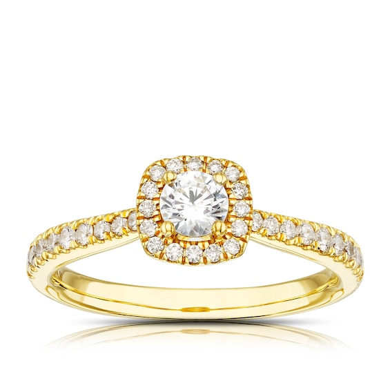 Origin 18ct Yellow Gold 0.50ct Diamond Round Cut Halo Ring