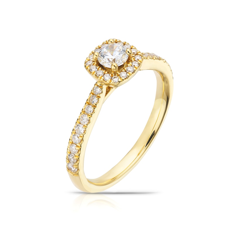 Origin 18ct Yellow Gold 0.50ct Diamond Round Cut Halo Ring