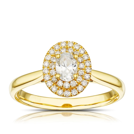 Engagement Ring Origin 18ct Yellow Gold Oval Cut Halo 0.50ct