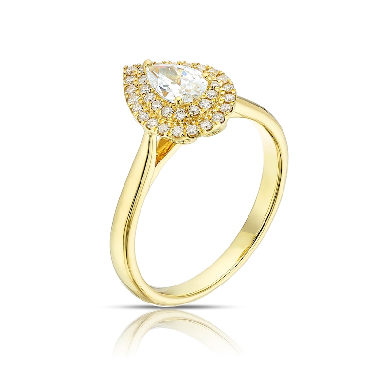 Origin 18ct Yellow Gold 0.50ct Diamond Pear Shaped Halo Ring