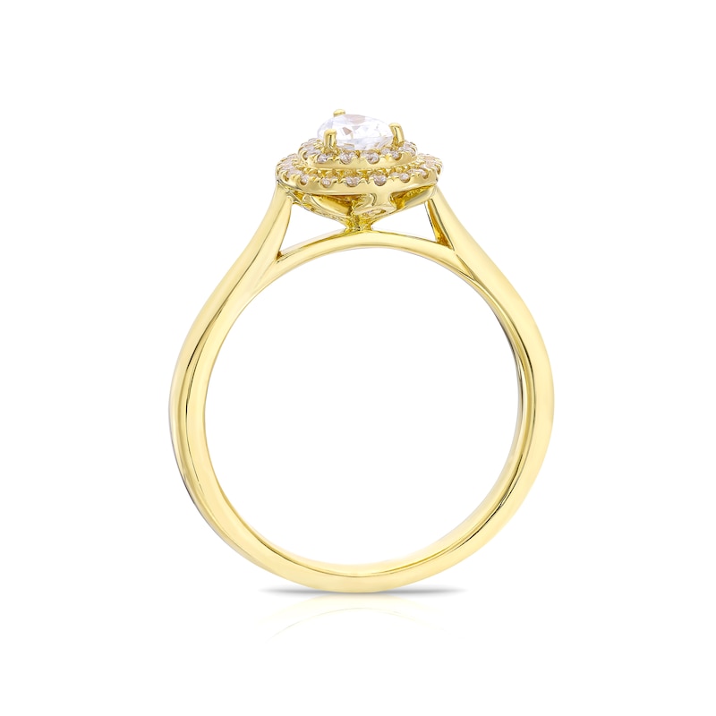 Origin 18ct Yellow Gold 0.50ct Diamond Pear Shaped Halo Ring