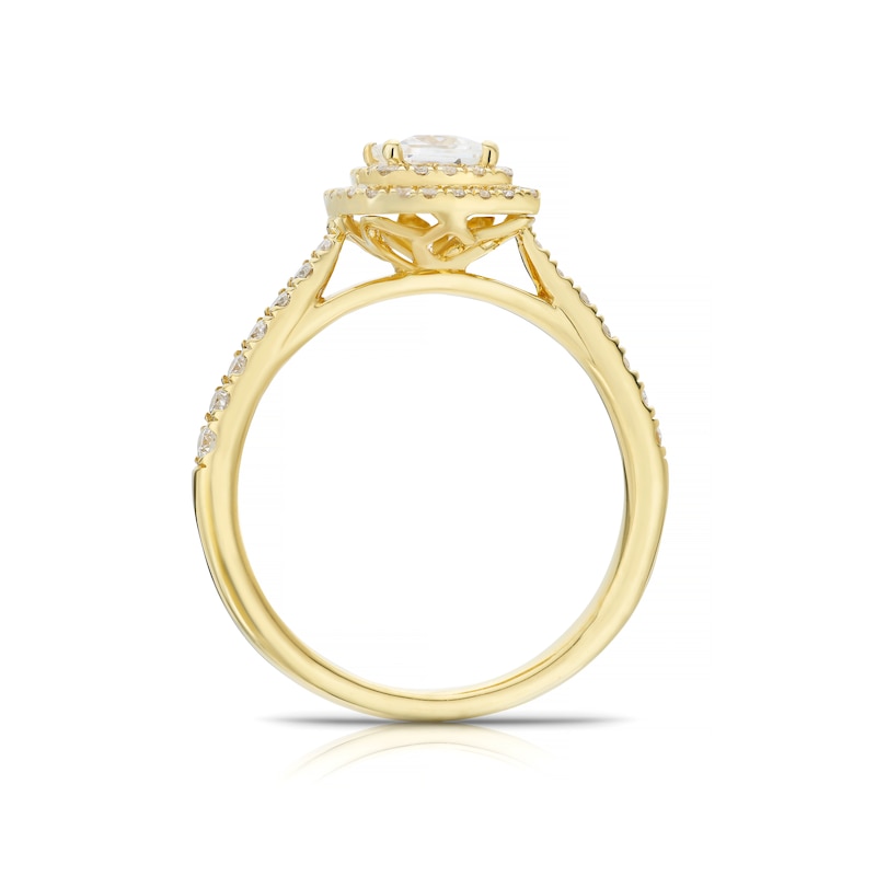 Origin 18ct Yellow Gold 0.75ct Diamond Princess Cut Halo Ring