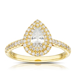 Origin 18ct Yellow Gold 0.75ct Diamond Pear Shaped Halo Ring