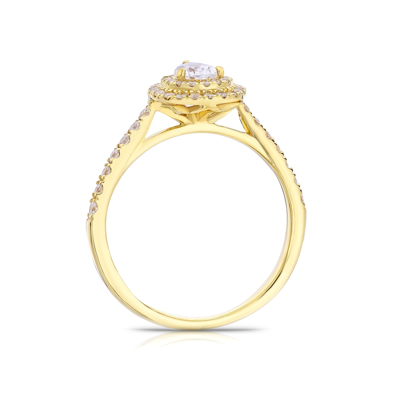 Origin 18ct Yellow Gold 0.75ct Diamond Pear Shaped Halo Ring