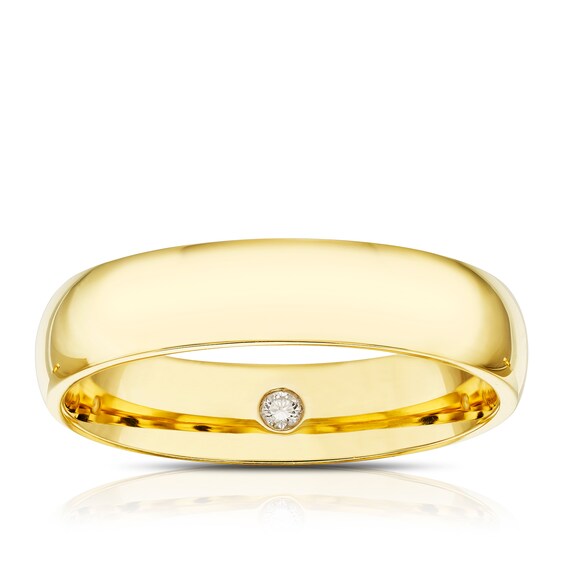 Origin 18ct Yellow Gold Hidden Diamond and 5mm Heavyweight Ring