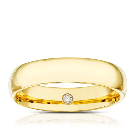 Origin 18ct Yellow Gold Hidden Diamond & 5mm Heavyweight Ring