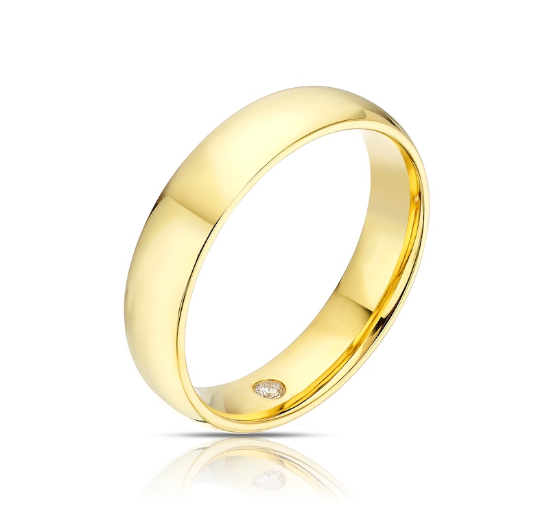 Origin 18ct Yellow Gold Hidden Diamond & 5mm Heavyweight Ring