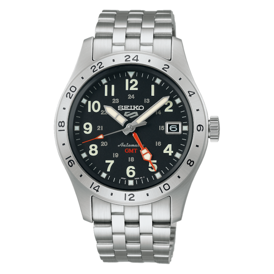 Men's Seiko 5 Sports "Field" Black Dial Stainless Steel Bracelet Watch