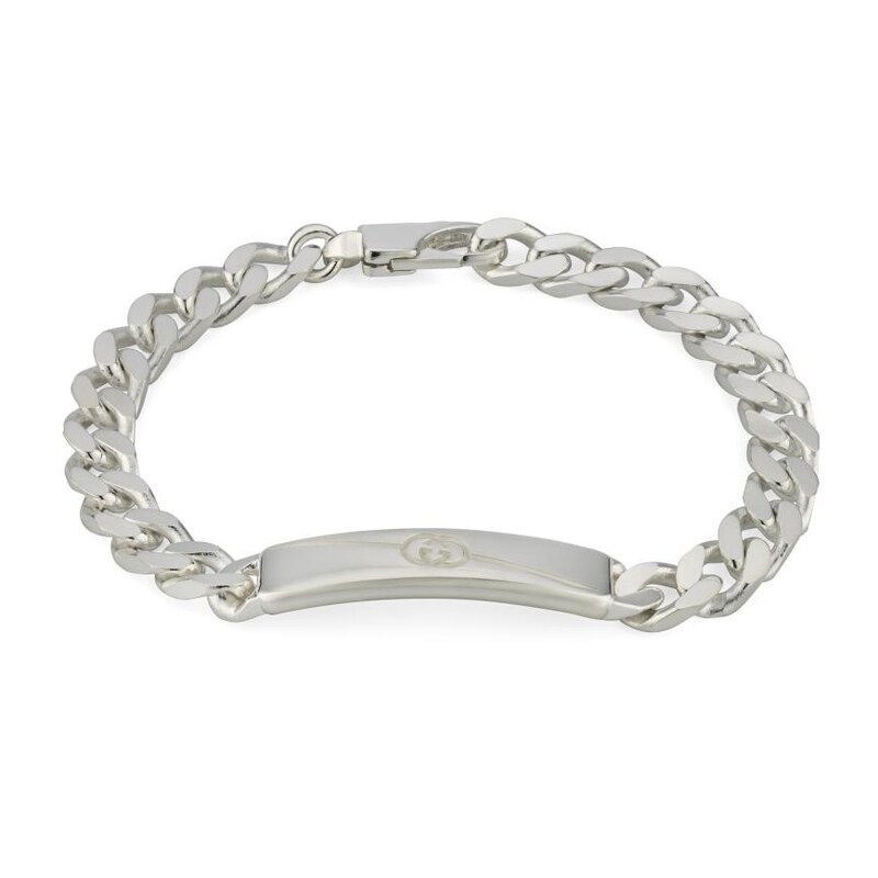 Gucci Tag Sterling Silver ID Chunky Curb Chain Bracelet