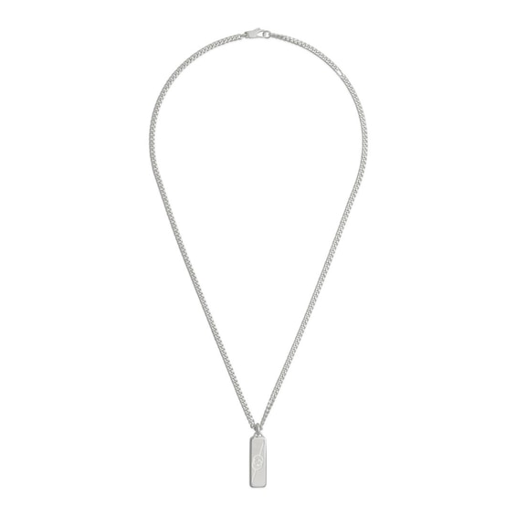 Gucci Tag Sterling Silver Chain ID Pendant Necklace