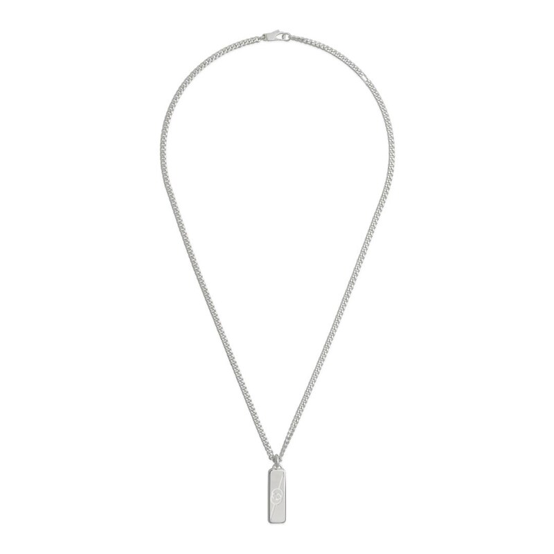 Gucci Tag Sterling Silver Chain ID Pendant Necklace