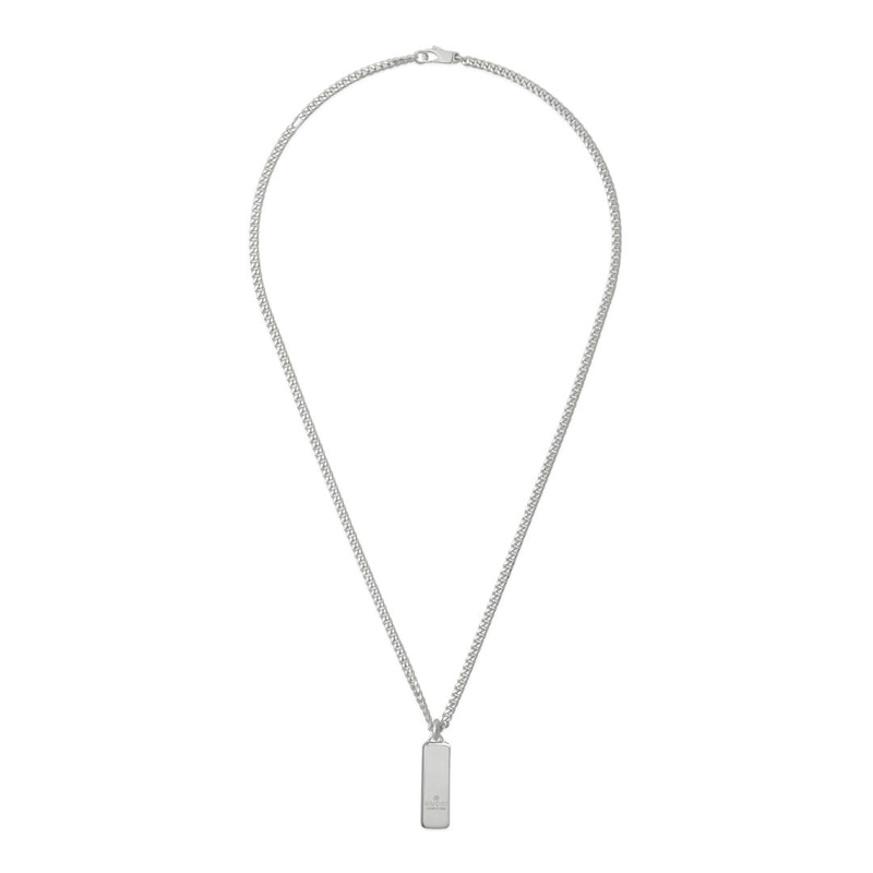 Gucci Tag Sterling Silver Chain ID Pendant Necklace