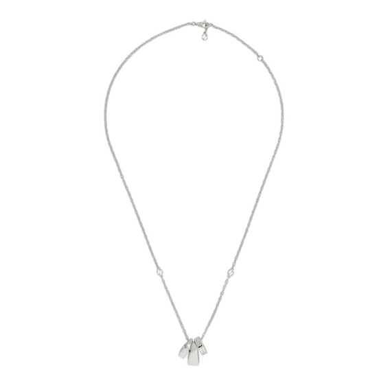 Gucci Tag Sterling Silver Trio Charm and Chain Necklace