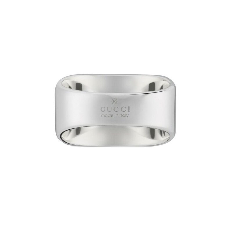 Main Image 3 of Gucci Tag Sterling Silver Engraved Logo & Square Ring (Size N-O)