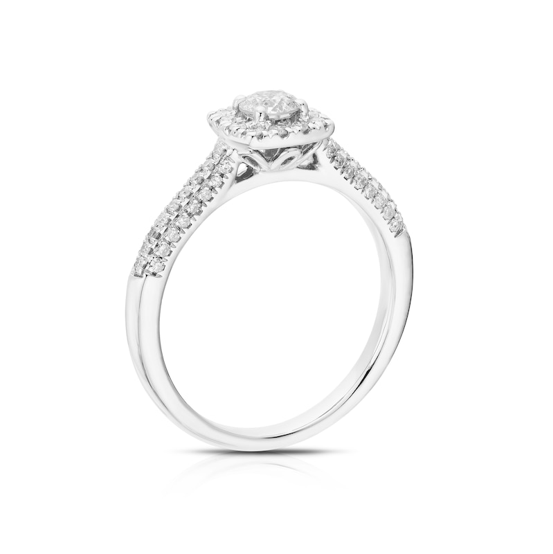 18ct White Gold 0.50ct Diamond Cushion Shape Halo Ring