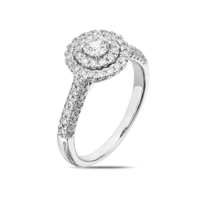 18ct White Gold 0.75ct Diamond Round Cut Double Halo Ring