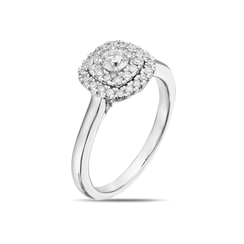 18ct White Gold 0.50ct Diamond Round Cut Double Halo Ring