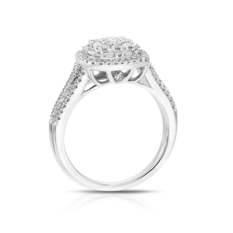 9ct White Gold 0.75ct Diamond Round Cut Cluster Ring