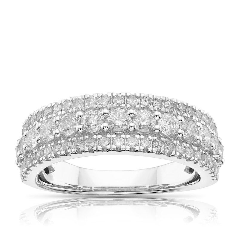 18ct White Gold 1ct Diamond Triple Row Eternity Ring