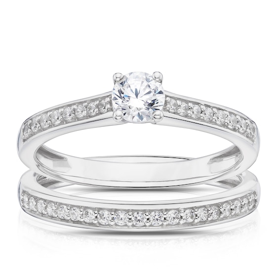 Engagement Ring 9ct White Gold Round Cut Solitaire Bridal Se