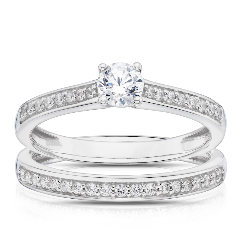 9ct White Gold 0.50ct Diamond Round Cut Solitaire Bridal Set