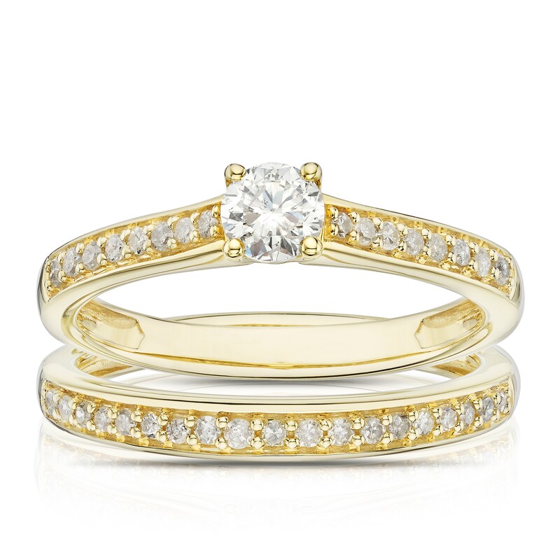 9ct Yellow Gold 0.50ct Diamond Round Cut Solitaire Bridal Set