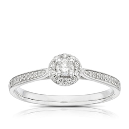 Engagement Ring 9ct White Gold Round Halo 0.25ct Diamond Ring