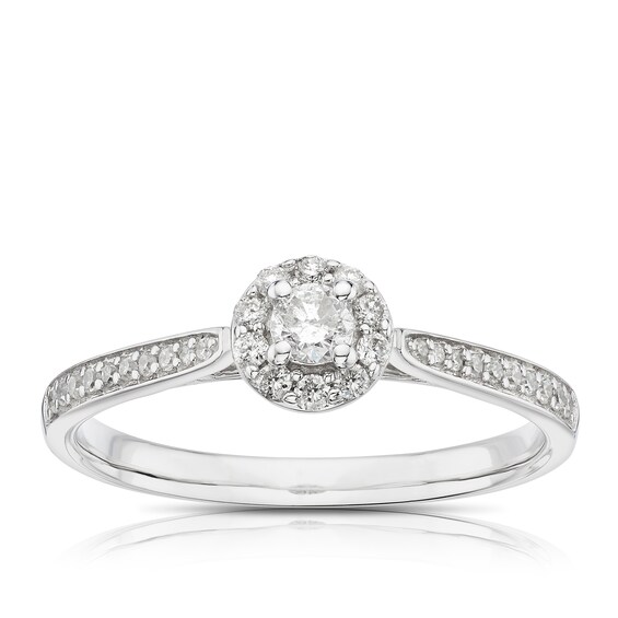 9ct White Gold 0.25ct Diamond Round Halo Ring