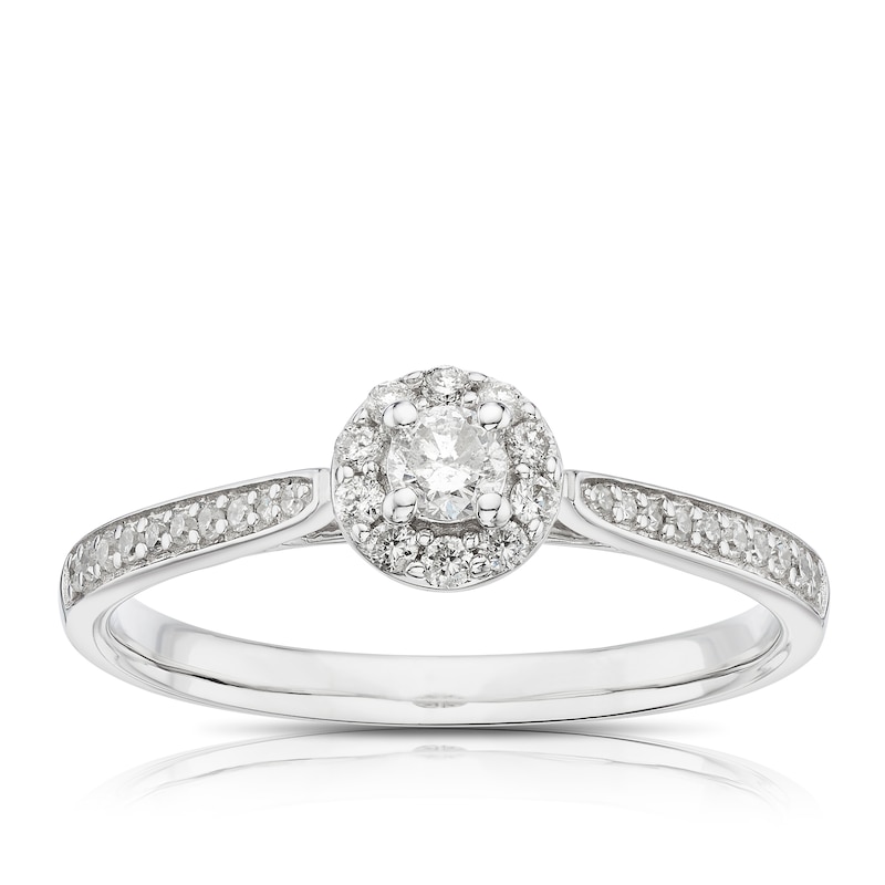 Main Image 1 of Engagement Ring 9ct White Gold Round Halo 0.25ct Diamond Ring