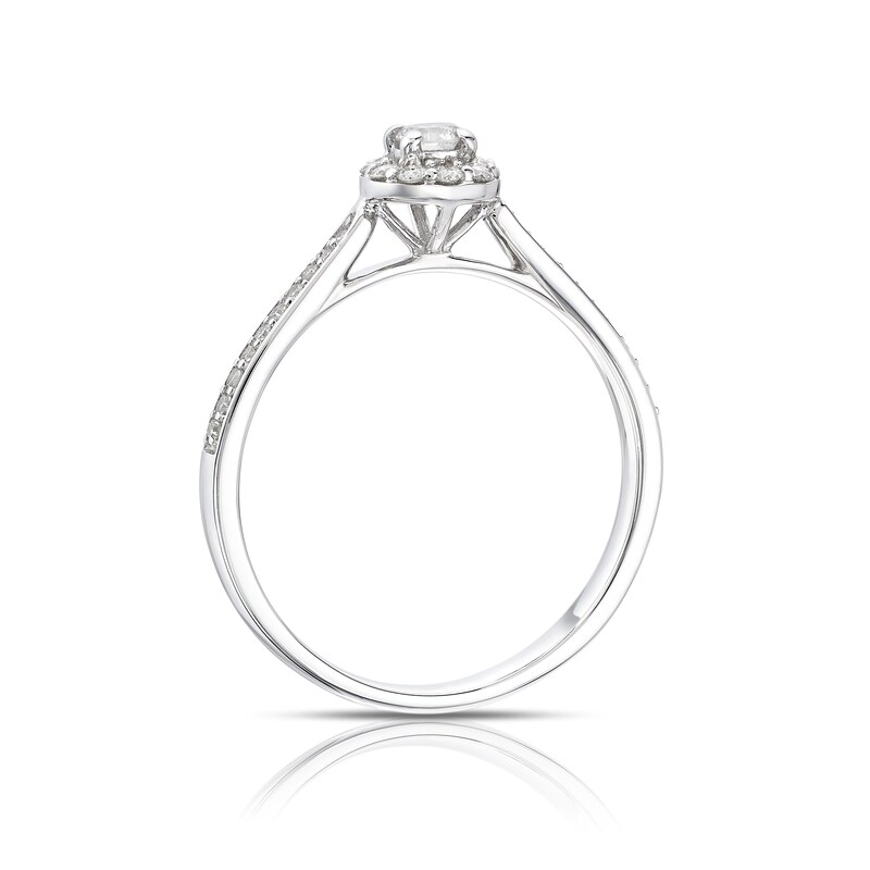 Main Image 3 of Engagement Ring 9ct White Gold Round Halo 0.25ct Diamond Ring