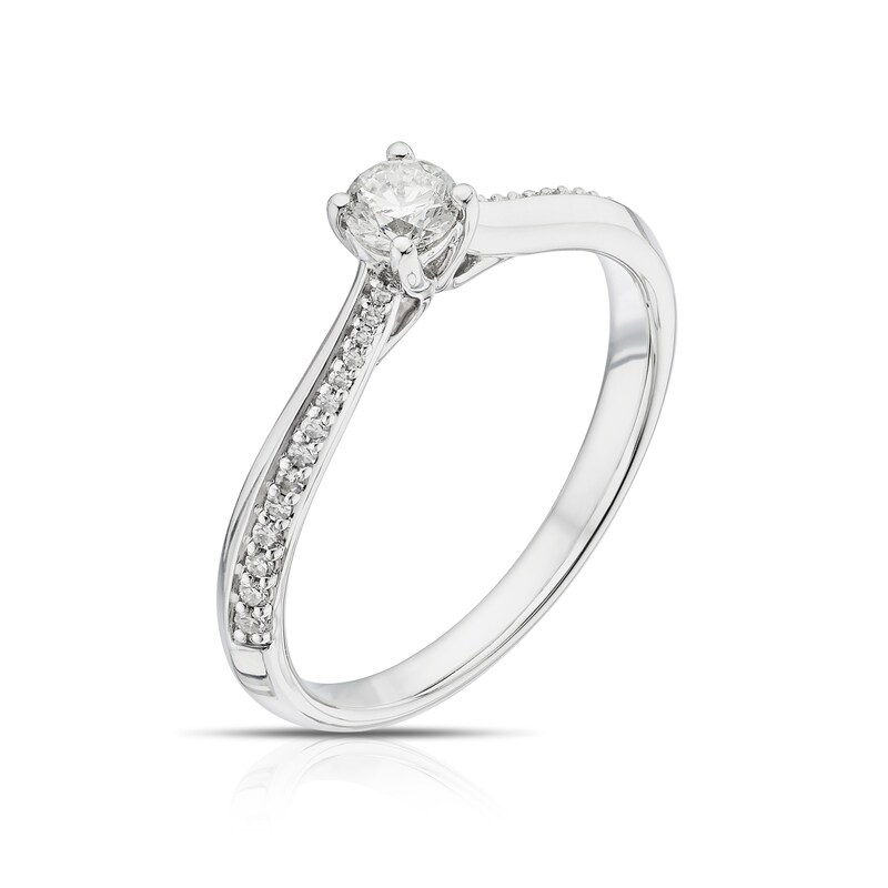 Main Image 2 of 9ct White Gold 0.25ct Diamond Shoulder Detail Solitaire Ring