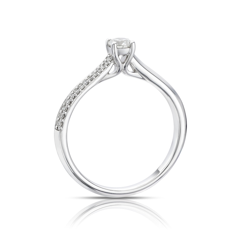 Main Image 3 of 9ct White Gold 0.25ct Diamond Shoulder Detail Solitaire Ring