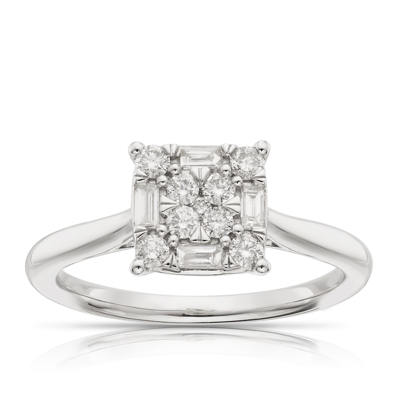 14ct White Gold 0.33ct Diamond Princess Shape Cluster Ring