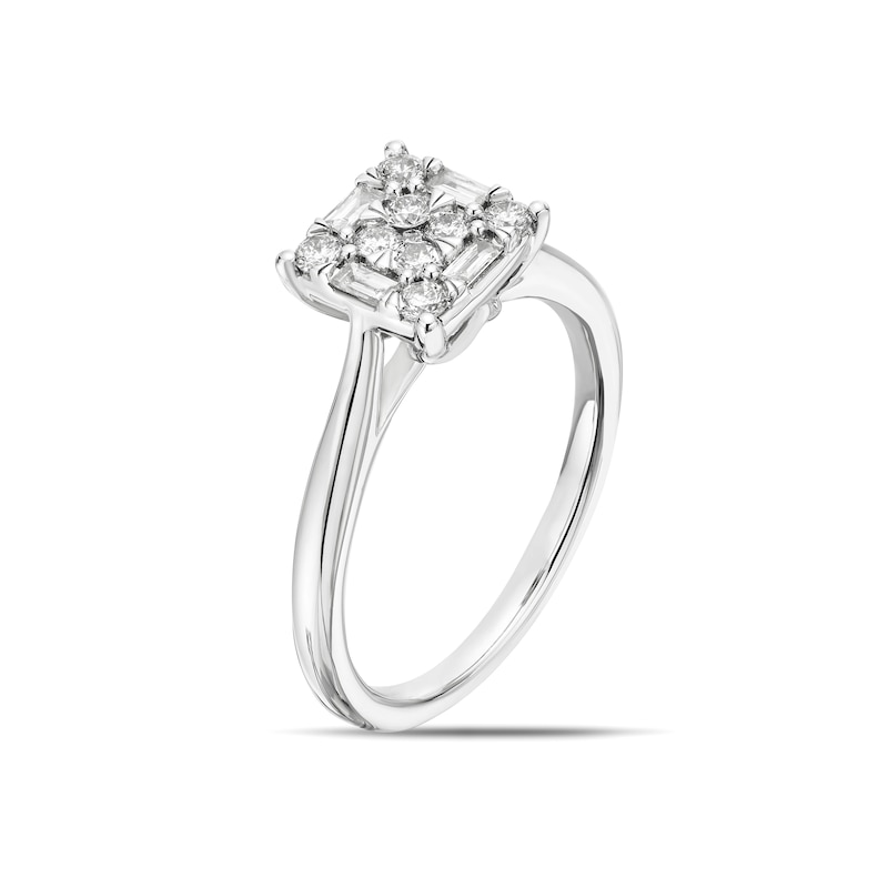 Main Image 2 of Engagement Ring 14ct White Gold 0.33ct Diamond Princess Shape Cluster Ring