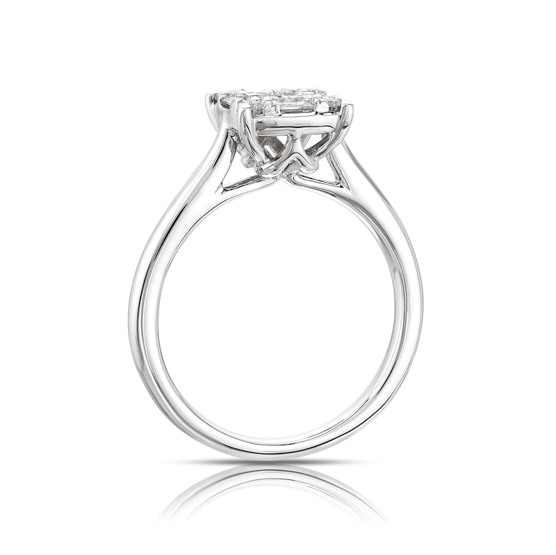 Main Image 3 of Engagement Ring 14ct White Gold 0.33ct Diamond Princess Shape Cluster Ring