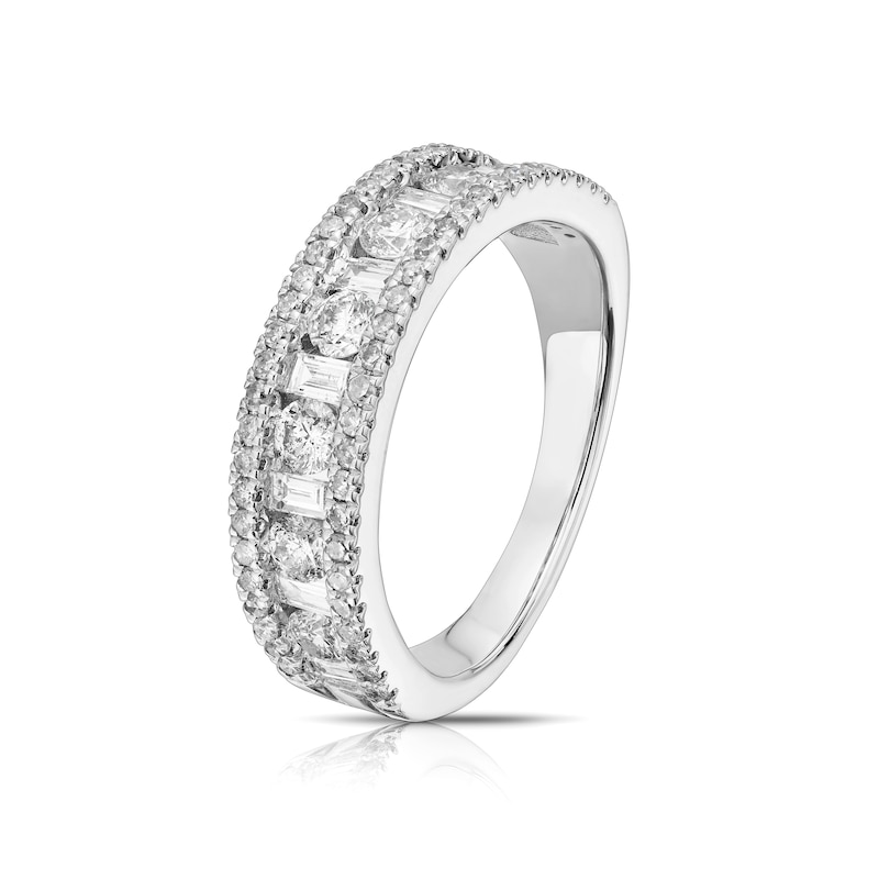 18ct White Gold 1ct Diamond Round & Baguette Cut Eternity Ring