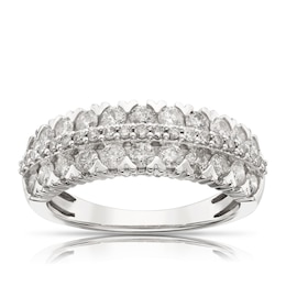 18ct White Gold Three Row Eternity 1ct Diamond Ring