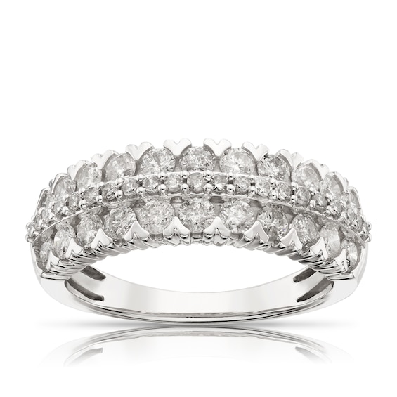 18ct White Gold Three Row Eternity 1ct Diamond Ring