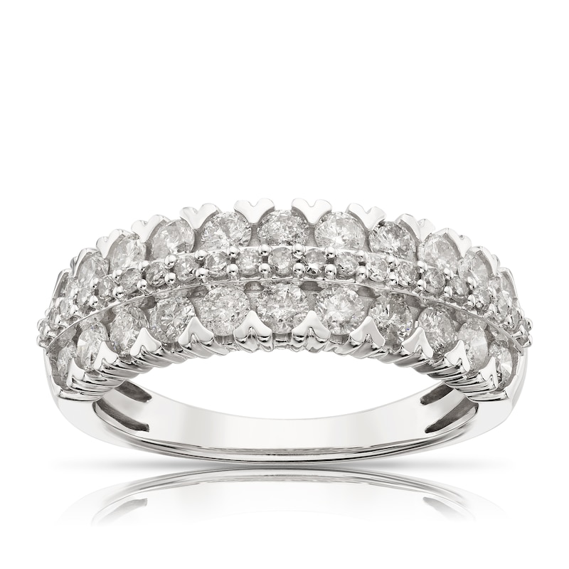 Main Image 1 of 18ct White Gold 1ct Diamond Three Row Eternity Ring